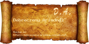 Debreczeny Ariadné névjegykártya