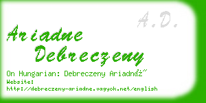 ariadne debreczeny business card